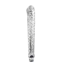 Pleaser Bottes cuissardes BLONDIE-R-3011 Argent Multi Strass Chrome EU-38/US-8