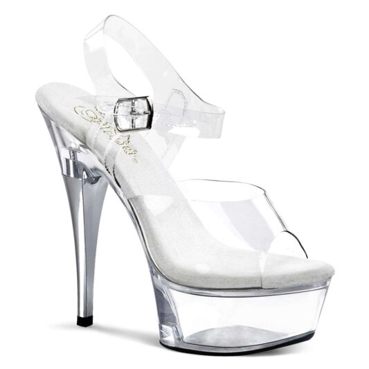 Pleaser Sandales CAPTIVA-608 Transparent Argent EU-35/US-5