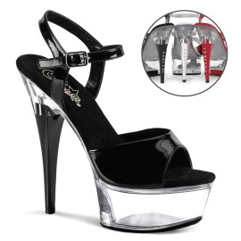 Pleaser Sandales CAPTIVA-609 Noir Transparent EU-35/US-5