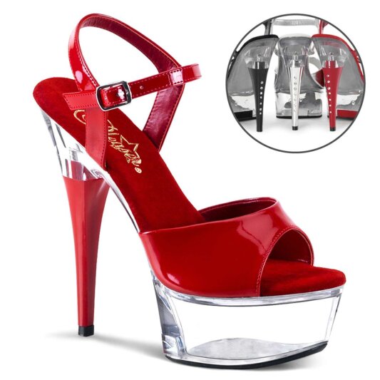 Pleaser Sandales CAPTIVA-609 Transparent Rouge EU-36/US-6