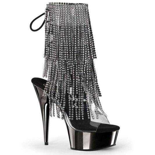 Pleaser Bottines DELIGHT-1017RSF Transparent Argent Noir Chrome EU-35/US-5