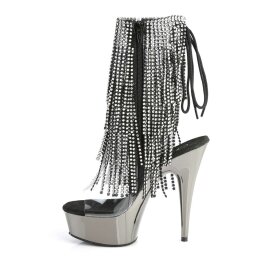 Pleaser Bottines DELIGHT-1017RSF Transparent Argent Noir Chrome EU-35/US-5