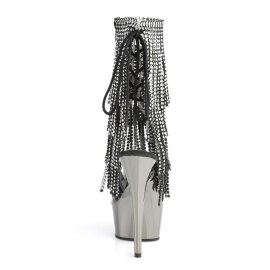 Pleaser Bottines DELIGHT-1017RSF Transparent Argent Noir Chrome EU-35/US-5