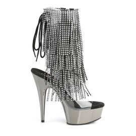 Pleaser Bottines DELIGHT-1017RSF Transparent Argent Noir Chrome EU-35/US-5