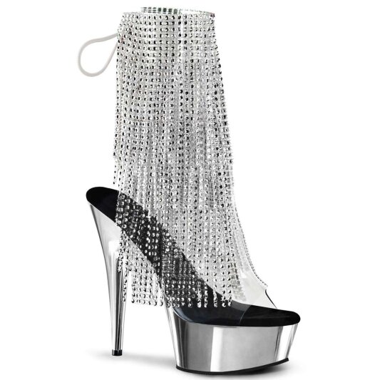 Pleaser Bottines DELIGHT-1017RSF Transparent Argent Chrome EU-40/US-10