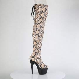 Pleaser ADORE-3008SP-BT Cuissardes à plateforme Imprimé serpent Marron