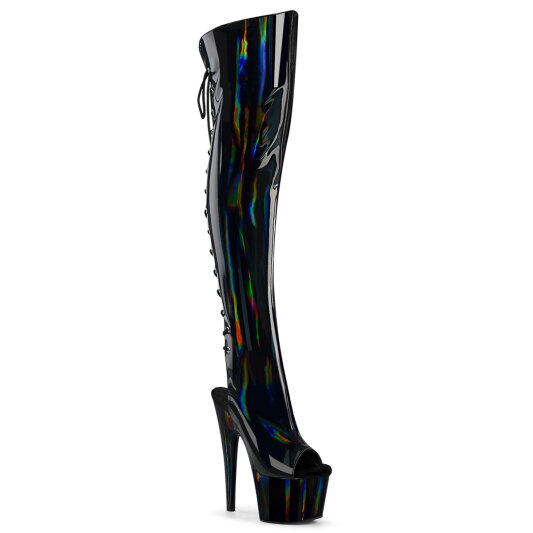 Pleaser ADORE-3019HWR Cuissardes à plateforme Holo Noir