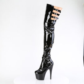 Pleaser ADORE-3055 Cuissardes à plateforme Revêtement laqué Noir