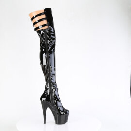 Pleaser ADORE-3055 Cuissardes à plateforme Revêtement laqué Noir
