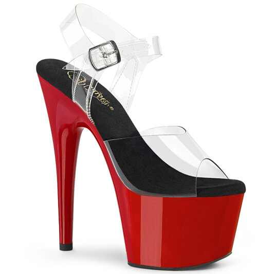 Pleaser ADORE-708 Sandales à plateforme Transparent Rouge