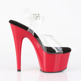 Pleaser ADORE-708 Sandales à plateforme Transparent Rouge