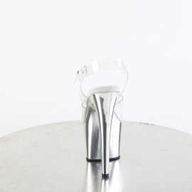 Pleaser ADORE-708 Sandales à plateforme Chrome Transparent Argent