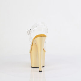 Pleaser ADORE-708LQ Sandales à plateforme Transparent Holo Or