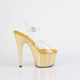 Pleaser ADORE-708LQ Sandales à plateforme Transparent Holo Or
