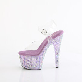 Pleaser BEJEWELED-708RRS Sandales à plateforme Transparent Strass Lilas