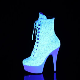 Pleaser DELIGHT-1020LG Bottines à plateforme Paillettes Néon Blanc