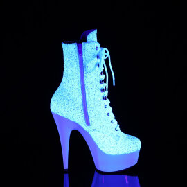 Pleaser DELIGHT-1020LG Bottines à plateforme Paillettes Néon Blanc