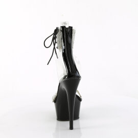 Pleaser DELIGHT-627RS Sandales à plateforme Transparent Strass Noir