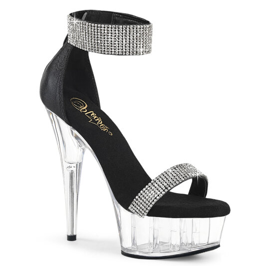 Pleaser DELIGHT-641 Sandales à plateforme Tissu Transparent Noir