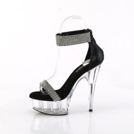 Pleaser DELIGHT-641 Sandales à plateforme Tissu Transparent Noir