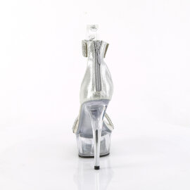 Pleaser DELIGHT-641 Sandales à plateforme Tissu Transparent Argent
