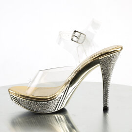 Fabulicious ELEGANT-408 Sandales à plateforme Chrome Transparent Or