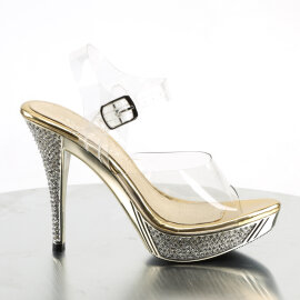 Fabulicious ELEGANT-408 Sandales à plateforme Chrome Transparent Or