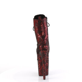 Pleaser FLAMINGO-1040SPF Bottines à plateforme Tissu Métallique Imprimé serpent Rouge