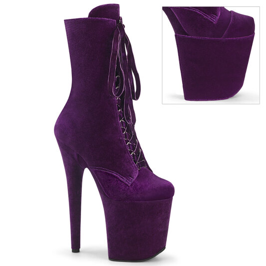 Pleaser FLAMINGO-1045VEL Bottines à plateforme Velours Lilas