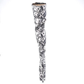 Pleaser FLAMINGO-3000DP Cuissardes à plateforme Tissu Noir Blanc