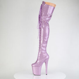 Pleaser FLAMINGO-3020GP Cuissardes à plateforme Revêtement laqué Paillettes Lilas