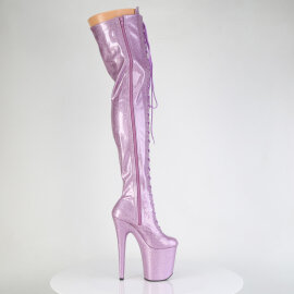 Pleaser FLAMINGO-3020GP Cuissardes à plateforme Revêtement laqué Paillettes Lilas