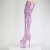 Pleaser FLAMINGO-3020GP Cuissardes à plateforme Revêtement laqué Paillettes Lilas