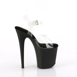 Pleaser FLAMINGO-808TGRS Sandales à plateforme Transparent Strass Noir Rouge
