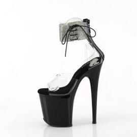 Pleaser FLAMINGO-824RS Sandales à plateforme Transparent Strass Noir