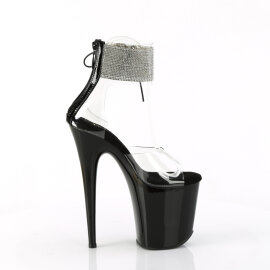 Pleaser FLAMINGO-824RS Sandales à plateforme Transparent Strass Noir