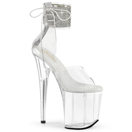 Pleaser FLAMINGO-824RS Sandales à plateforme Transparent Strass