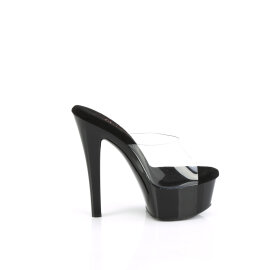 Pleaser GLEAM-601 Mules à plateforme Transparent Noir