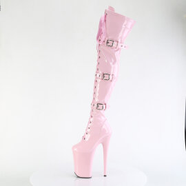 Pleaser INFINITY-3028 Cuissardes à plateforme Transparent Strass Rose