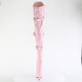 Pleaser INFINITY-3028 Cuissardes à plateforme Transparent Strass Rose
