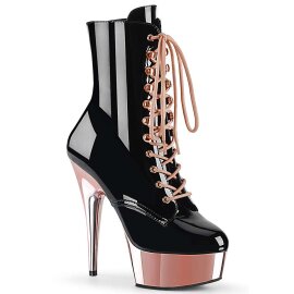 Pleaser Bottines DELIGHT-1020 Noir Or Rose Chrome EU-37/US-7