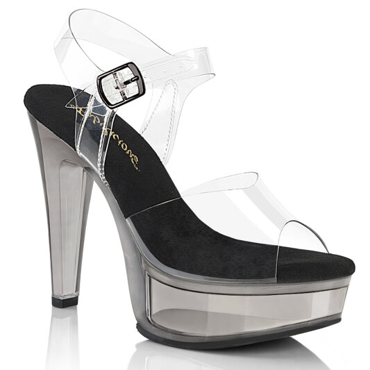 Fabulicious MARTINI-508 Sandales à plateforme Transparent Noir fumé