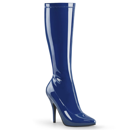 Pleaser SEDUCE-2000 Bottes genoux Revêtement laqué Bleu