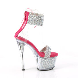 Pleaser SKY-327RSI Sandales à plateforme Strass Argent Rose