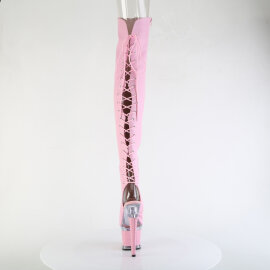Pleaser SPECTATOR-3030 Cuissardes à plateforme Similicuir Transparent Rose