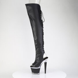 Pleaser SPECTATOR-3030 Cuissardes à plateforme Similicuir Transparent Noir