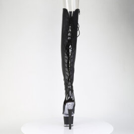 Pleaser SPECTATOR-3030 Cuissardes à plateforme Similicuir Transparent Noir