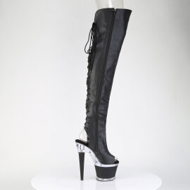 Pleaser SPECTATOR-3030 Cuissardes à plateforme Similicuir Transparent Noir