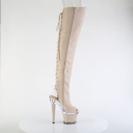 Pleaser SPECTATOR-3030 Cuissardes à plateforme Similicuir Transparent Beige