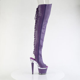 Pleaser SPECTATOR-3030 Cuissardes à plateforme Similicuir Transparent Lilas